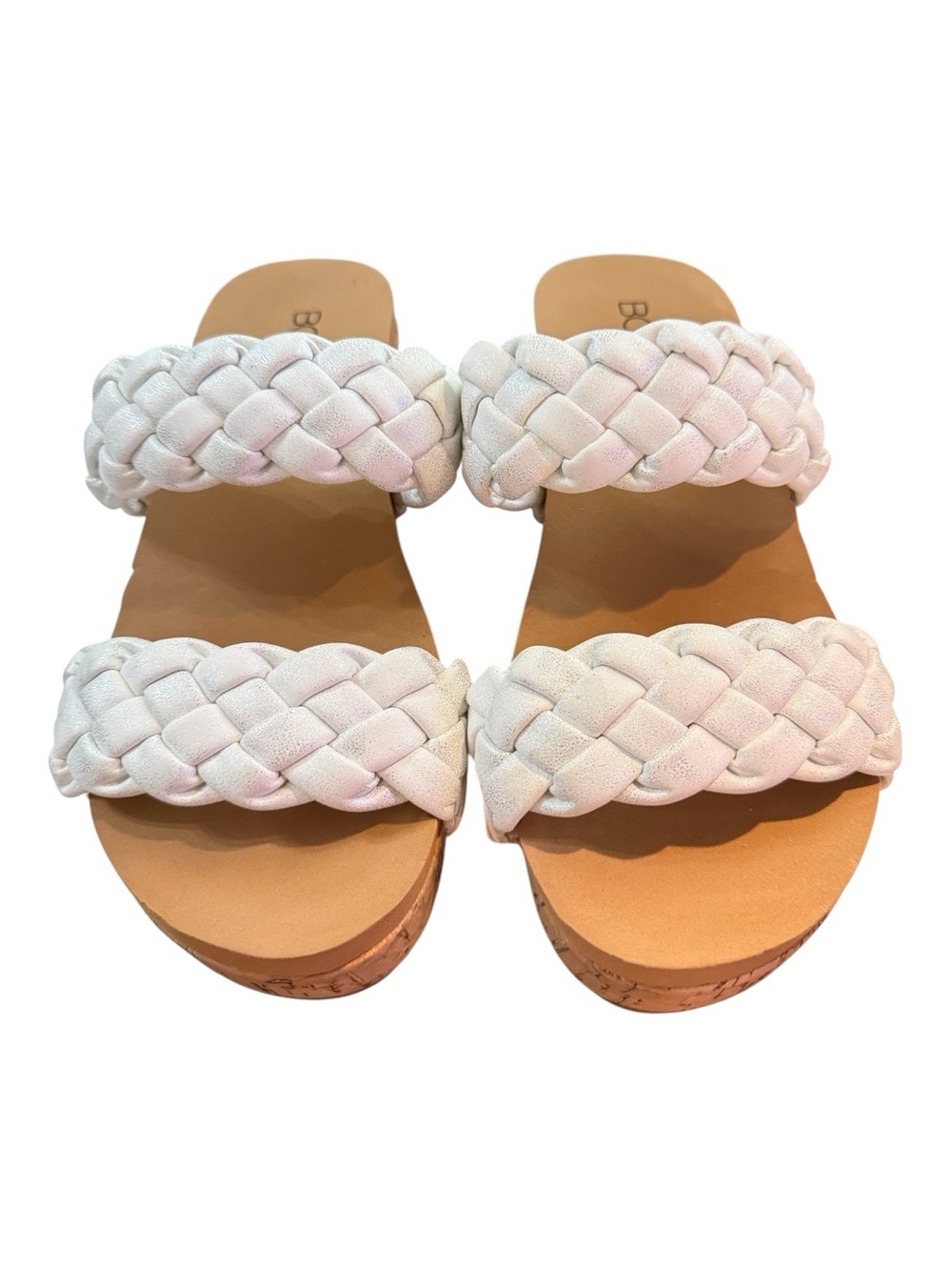 Boutique by Corkys White Braided Cork Wedge Sandals Women’s Size 6 NWOB